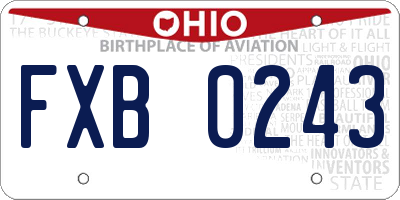 OH license plate FXB0243