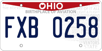 OH license plate FXB0258