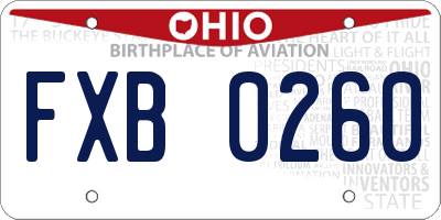 OH license plate FXB0260