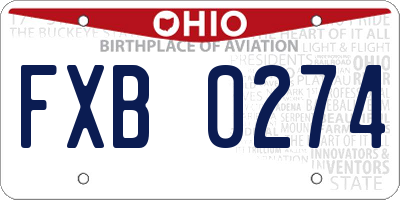 OH license plate FXB0274