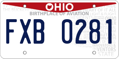 OH license plate FXB0281