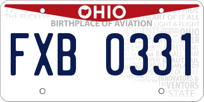 OH license plate FXB0331
