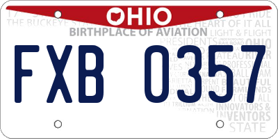 OH license plate FXB0357