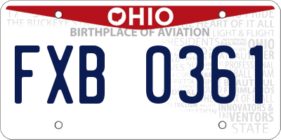 OH license plate FXB0361