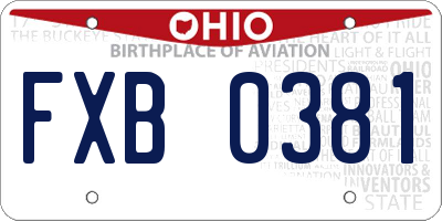 OH license plate FXB0381