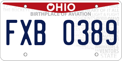 OH license plate FXB0389