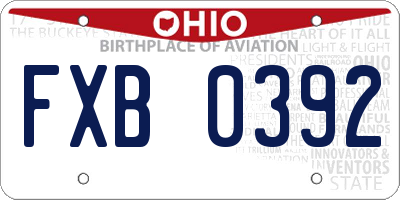 OH license plate FXB0392