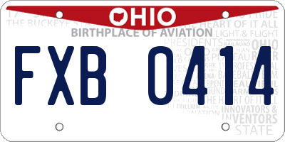 OH license plate FXB0414