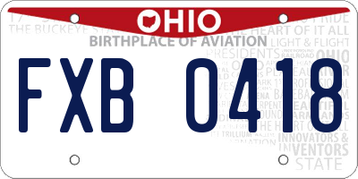 OH license plate FXB0418