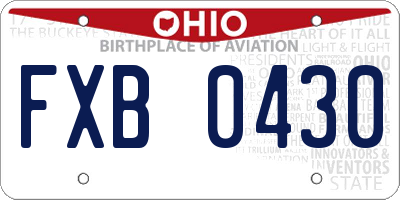 OH license plate FXB0430