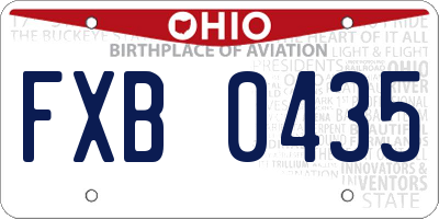 OH license plate FXB0435