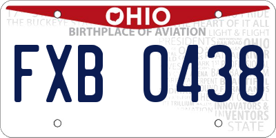 OH license plate FXB0438