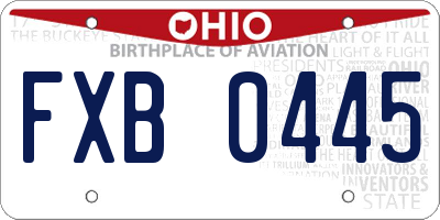 OH license plate FXB0445