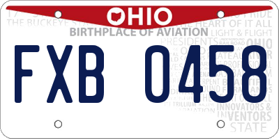 OH license plate FXB0458