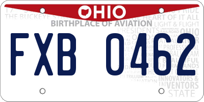 OH license plate FXB0462