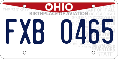 OH license plate FXB0465