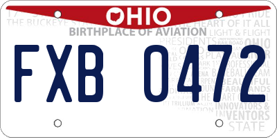 OH license plate FXB0472