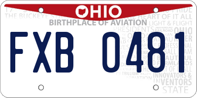 OH license plate FXB0481