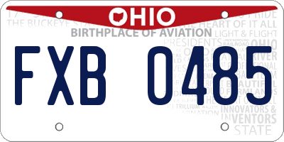 OH license plate FXB0485
