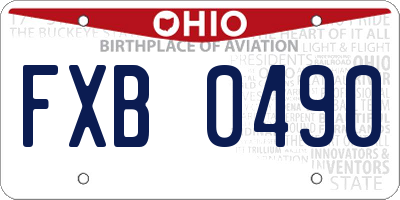 OH license plate FXB0490