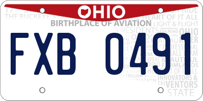 OH license plate FXB0491