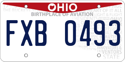 OH license plate FXB0493