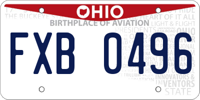 OH license plate FXB0496