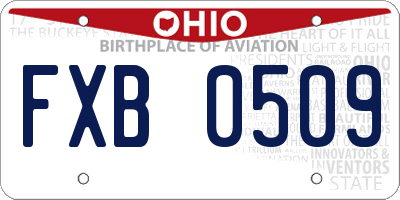 OH license plate FXB0509
