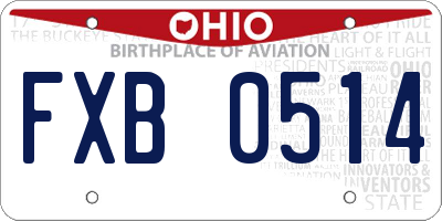 OH license plate FXB0514