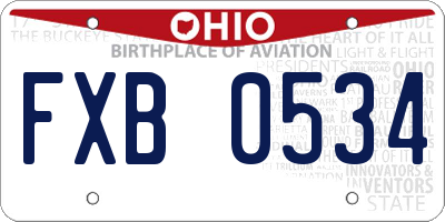 OH license plate FXB0534