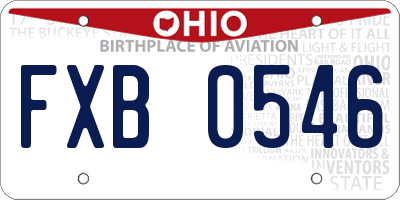 OH license plate FXB0546