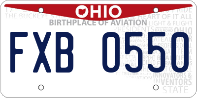 OH license plate FXB0550