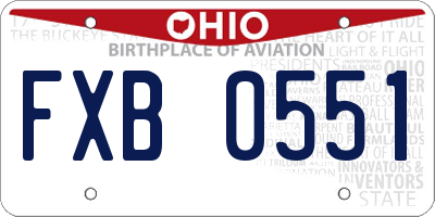 OH license plate FXB0551