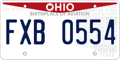 OH license plate FXB0554
