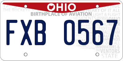 OH license plate FXB0567