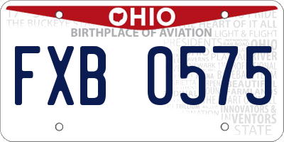 OH license plate FXB0575