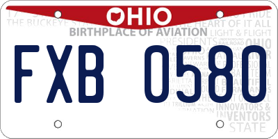 OH license plate FXB0580