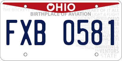 OH license plate FXB0581