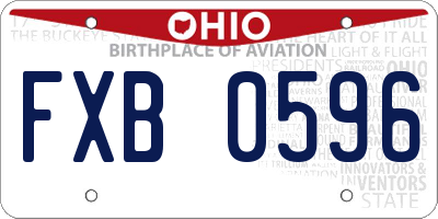 OH license plate FXB0596
