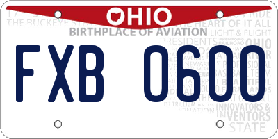 OH license plate FXB0600
