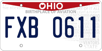 OH license plate FXB0611