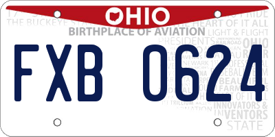 OH license plate FXB0624