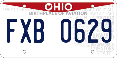 OH license plate FXB0629