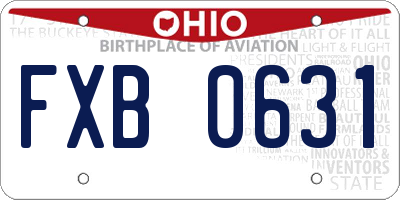 OH license plate FXB0631