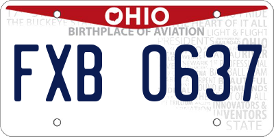 OH license plate FXB0637