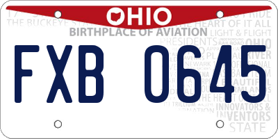 OH license plate FXB0645