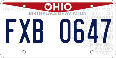 OH license plate FXB0647