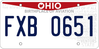 OH license plate FXB0651