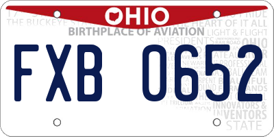 OH license plate FXB0652