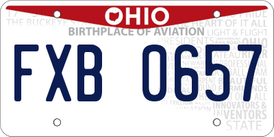 OH license plate FXB0657